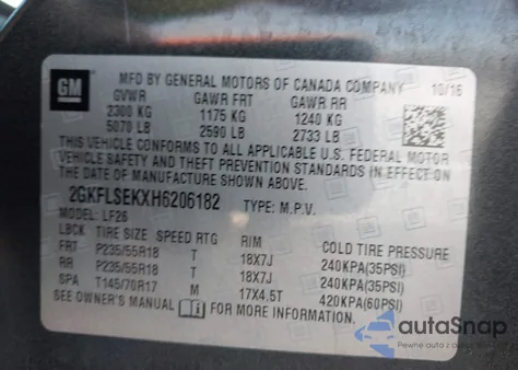 2017 GMC Terrain Sle-1 from USA, damaged, VIN 2GKFLSEKXH6206182